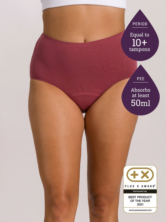 Just’nCase pee-proof and period-proof full briefs in dusk cotton