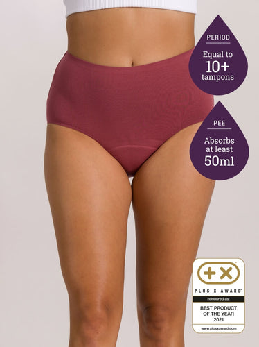 Just’nCase pee-proof and period-proof full briefs in dusk cotton