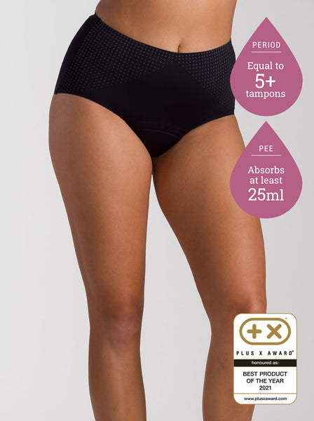 LEAKPROOF2.0 Sport Bikini Period Underwear for Women | Period Panties Holds  4 Tampons | Mild Incontinence Leak Proof Underwear (L/XL, Black)
